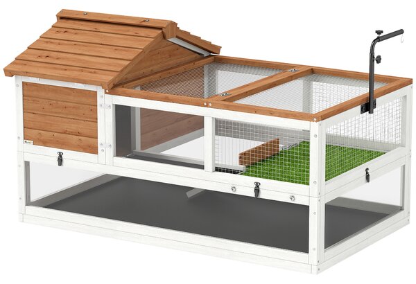 PawHut Casa per Tartarughe in Legno di Abete con Portalampada Regolabile, Rampe, Finestre, Vassoio, Arancione | Aosom Italy