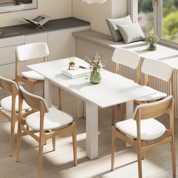 HOMCOM Tavolo da pranzo allungabile rettangolare, per 6-8 persone, 140-180x80 cm, bianco | Aosom Italy