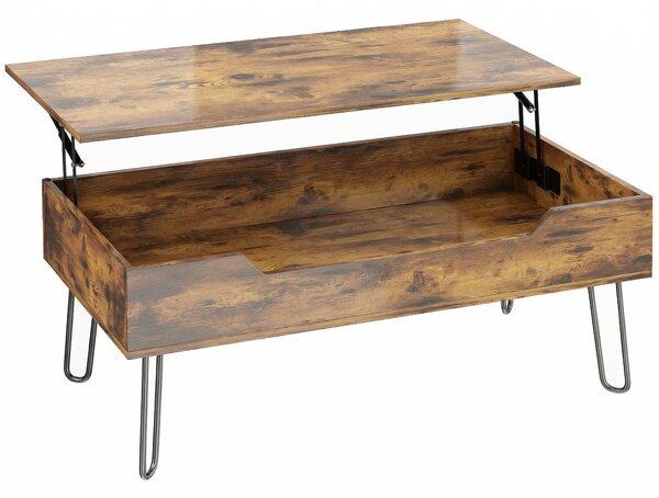HOMCOM Tavolino Rettangolare con Ampio Scomparto, Altezza Regolabile in Legno, 95x50x40 cm, Marrone Rustico | Aosom Italy
