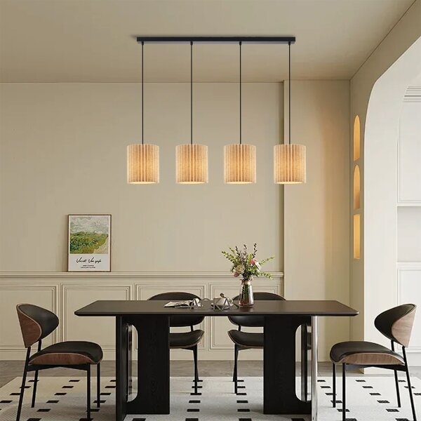 Brilagi - Lampada a sospensione su cavo NORDIC WAVE 4xE27/15W/230V lino/nero