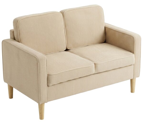 HOMCOM Divano Moderno 2 posti con con 2 cuscini e vano piedi, 117x63x79 cm, Beige | Aosom Italy
