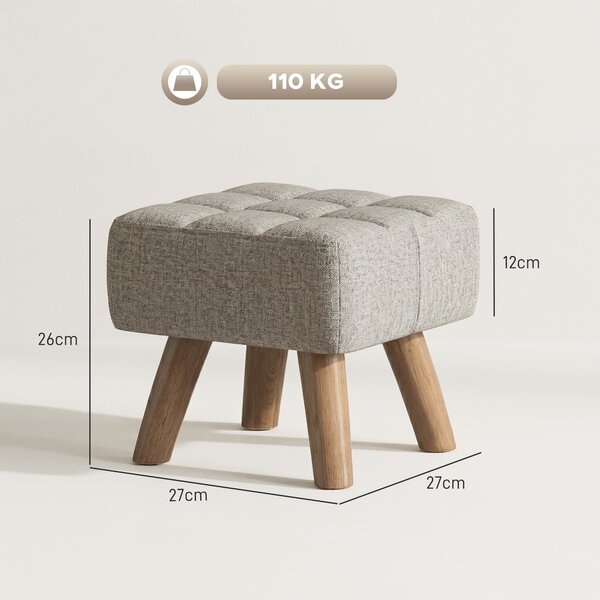 HOMCOM Poggiapiedi Imbottito in Tessuto con Gambe in Legno, Portata 110 kg, Marrone Chiaro | Aosom Italy