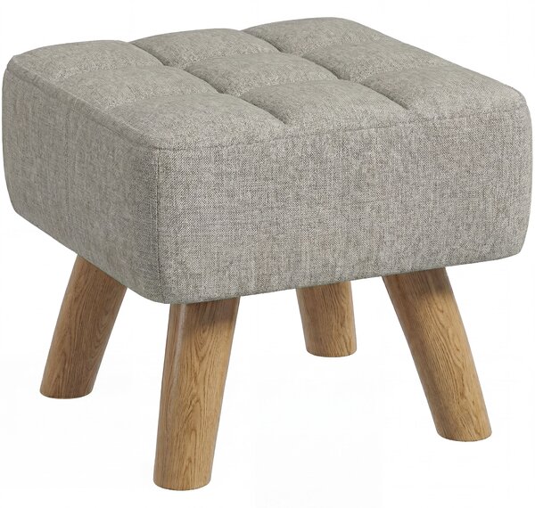 HOMCOM Poggiapiedi Imbottito in Tessuto con Gambe in Legno, Portata 110 kg, Marrone Chiaro | Aosom Italy