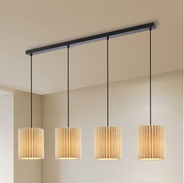 Brilagi - Lampada a sospensione su cavo NORDIC WAVE 4xE27/15W/230V lino/nero