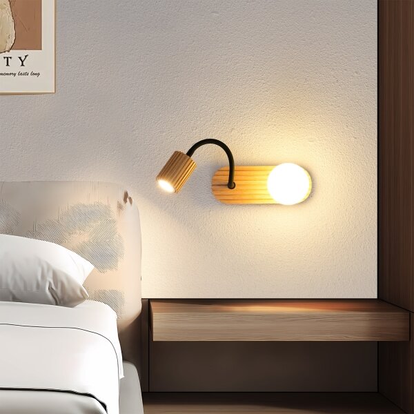 Brilagi - Lampada da parete MODERN WOOD 1xG9/5W/230V + 1xGU10/8W in legno