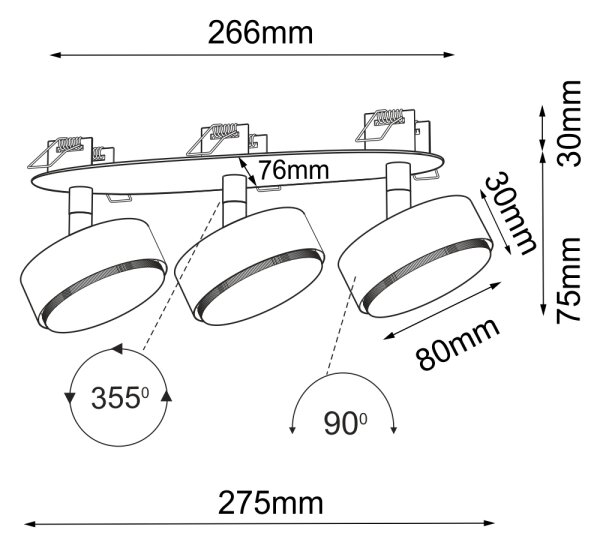 Brosline 3277 - Faretto da incasso per controsoffitto DROP 3xGX53/9W/230V bianco