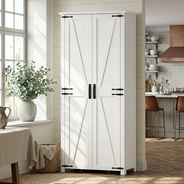 HOMCOM Armadio da cucina con 6 scomparti e 14 portarack, 2 ante con rotella e 6 scomparti, 80x40x180 cm, Bianco | Aosom Italy