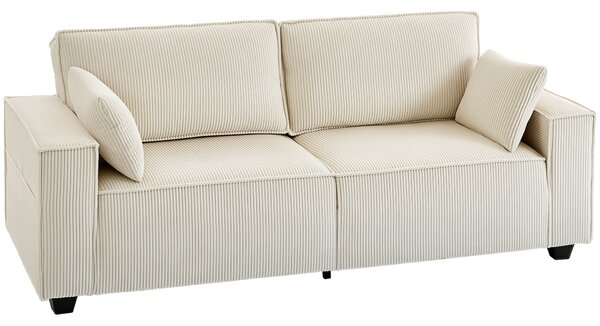HOMCOM Divano Moderno 3 posti con braccioli larghi e 2 cuscini per salotto, 218x79x91 cm, beige | Aosom Italy