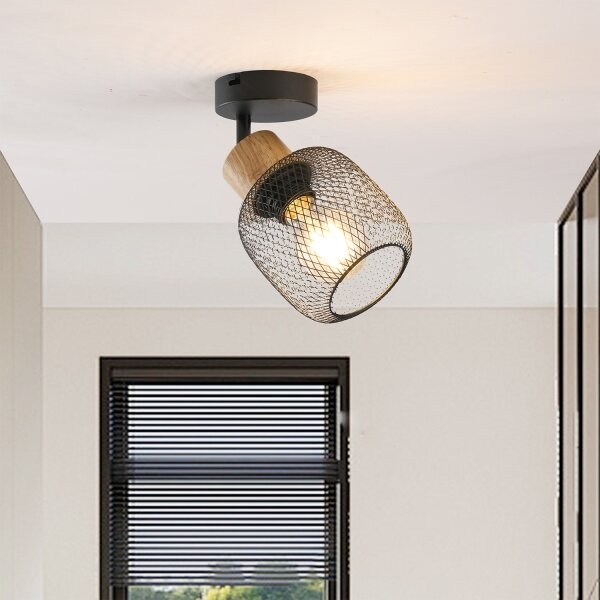 Brilagi - Lampada da parete a spot BASKLITE 1xE27/15W/230V legno/nero