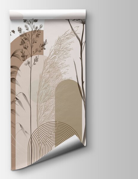 Carta da parati L'eleganza della natura nel design minimalista, Carta da parati acquerello sul muro, Carta da parati popolare, w08665 - Tapeko.it
