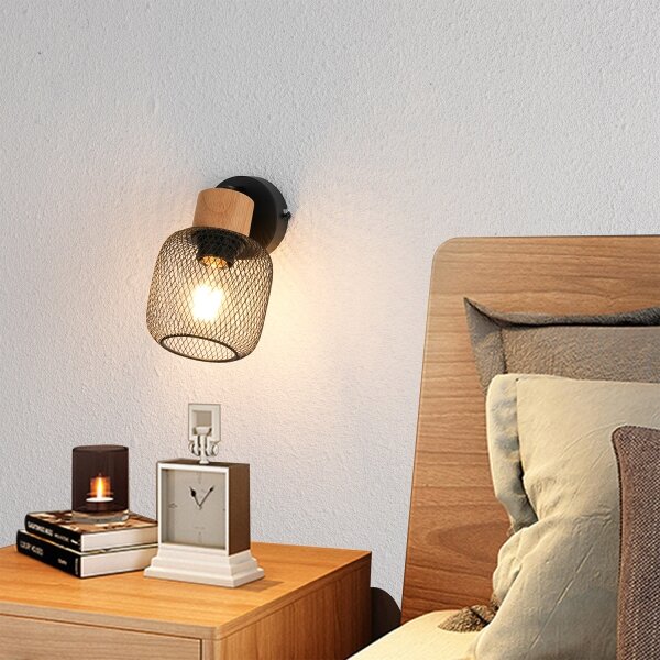 Brilagi - Lampada da parete a spot BASKLITE 1xE27/15W/230V legno/nero