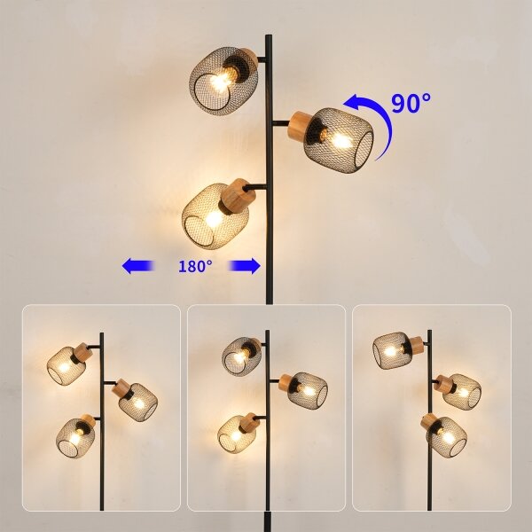 Brilagi - Lampada a piantana BASKLITE 3xE27/15W/230V legno/nero