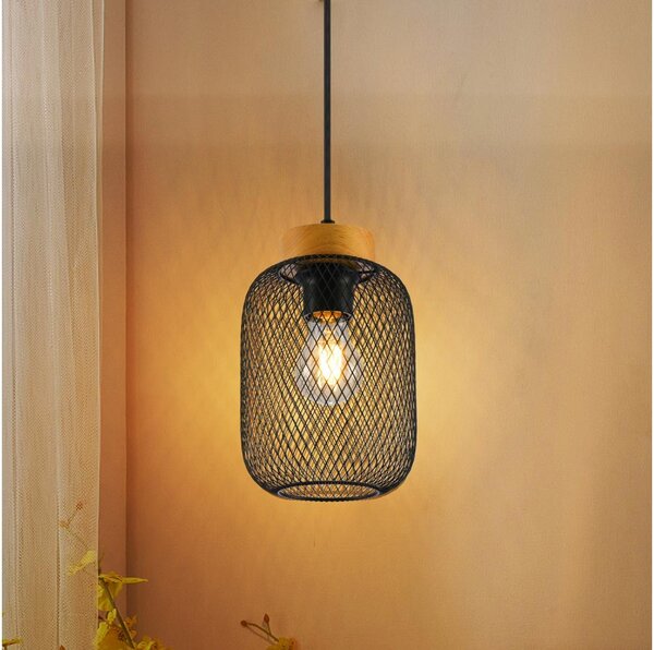 Brilagi - Lampadario a sospensione BASKLITE 1xE27/15W/230V legno/nero