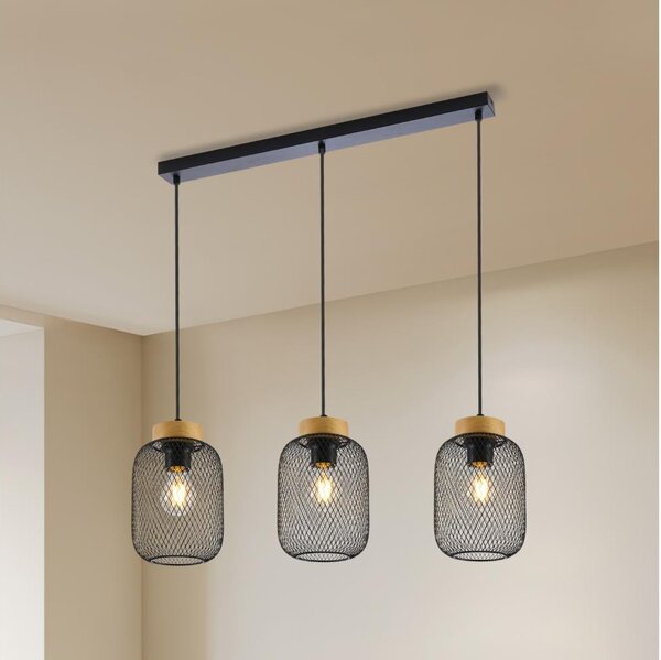 Brilagi - Lampadario a sospensione su cavo BASKLITE 3xE27/15W/230V legno/nero