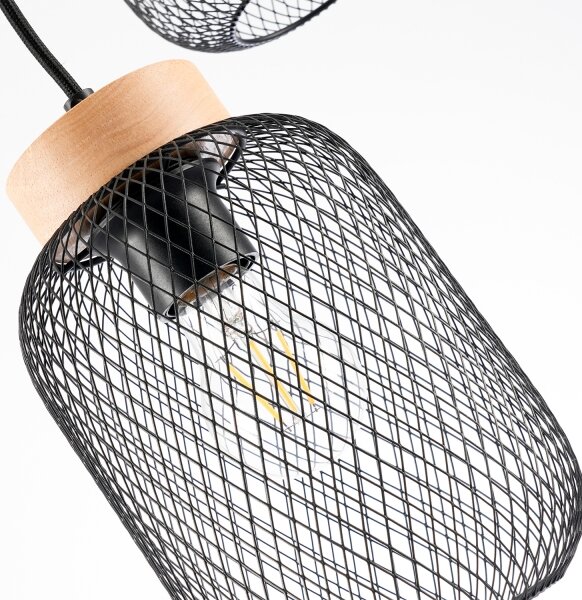 Brilagi - Lampadario a sospensione con cavo BASKLITE 3xE27/15W/230V legno/nero