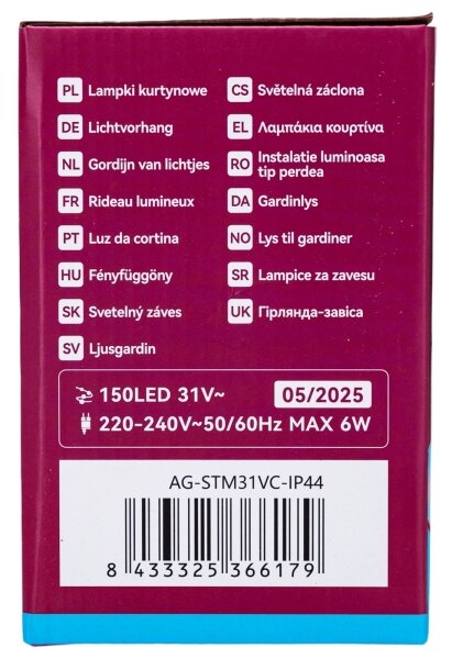 Aigostar - Catena luminosa di Natale per esterni 150xLED/6W/230V/8 funzioni 1,5x1m IP44 bianco freddo+telecomando