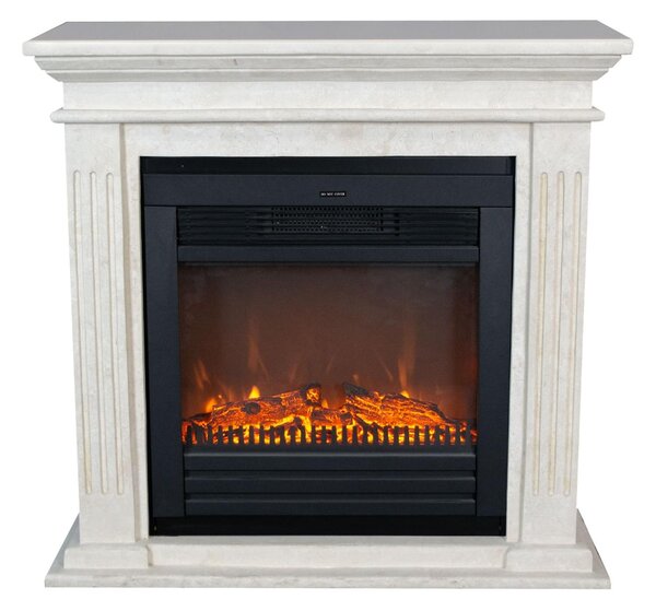 Caminetto elettrico Xaralyn - Cadiz ELU-SWP - pietra naturale levigata bianca - riscaldamento 1400 Watt - con telecomando - caminetto da incasso incluso - caminetto decorativo