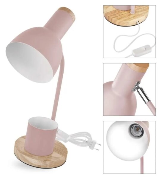 Lampada da tavolo POPPY 1xE27/25W/230V rosa