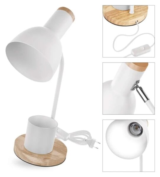 Lampada da tavolo POPPY 1xE27/25W/230V bianca