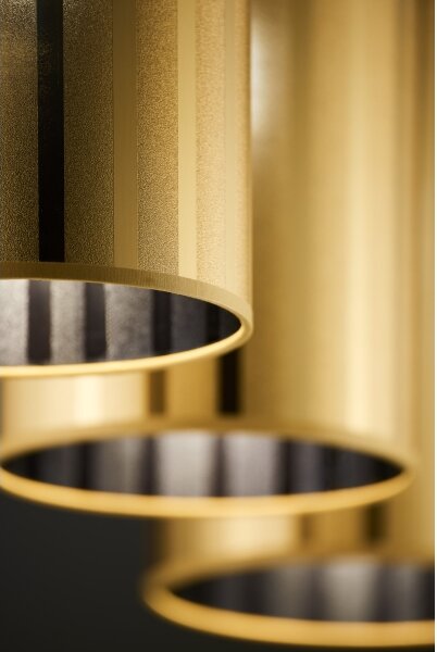Jupiter 2092 - Lampadario sospeso su cavo CORTINA 3xE27/15W/230V oro/nero
