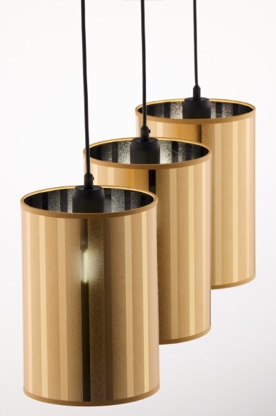 Jupiter 2092 - Lampadario sospeso su cavo CORTINA 3xE27/15W/230V oro/nero