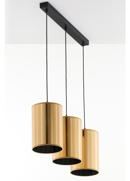 Jupiter 2092 - Lampadario sospeso su cavo CORTINA 3xE27/15W/230V oro/nero