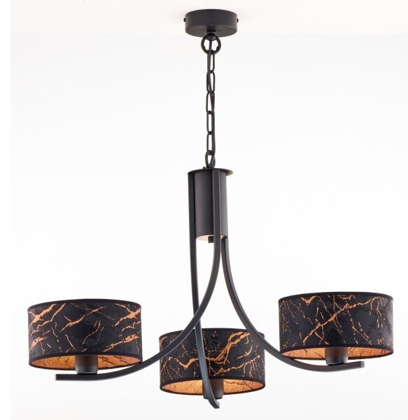 Jupiter 2106 - Lampadario a sospensione con catena ARTHUR 3xE27/15W/230V nero/arancione/effetto marmo