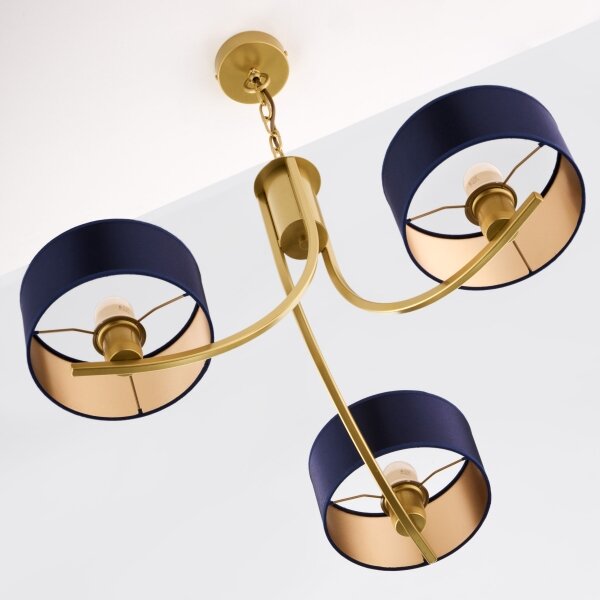 Jupiter 2093 - Lampadario a catena ARTHUR 3xE27/15W/230V blu/oro