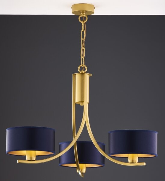 Jupiter 2093 - Lampadario a catena ARTHUR 3xE27/15W/230V blu/oro