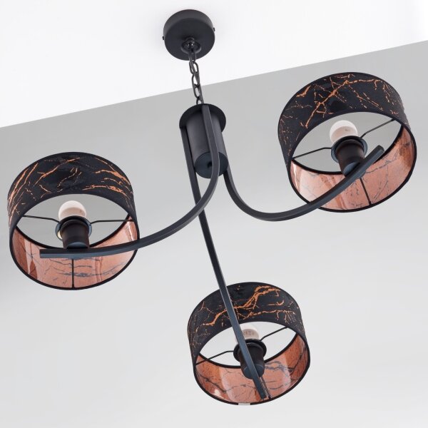 Jupiter 2106 - Lampadario a sospensione con catena ARTHUR 3xE27/15W/230V nero/arancione/effetto marmo