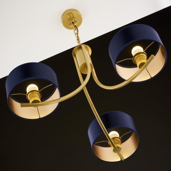 Jupiter 2093 - Lampadario a catena ARTHUR 3xE27/15W/230V blu/oro