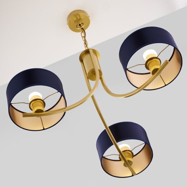 Jupiter 2093 - Lampadario a catena ARTHUR 3xE27/15W/230V blu/oro