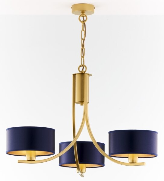 Jupiter 2093 - Lampadario a catena ARTHUR 3xE27/15W/230V blu/oro