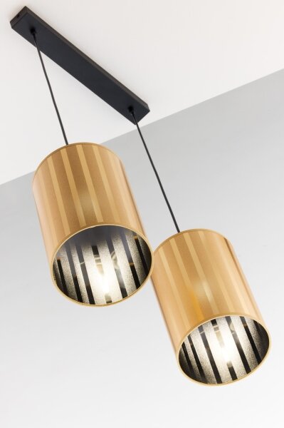 Jupiter 2091 - Lampadario a sospensione CORTINA con cavo 2xE27/15W/230V oro/nero