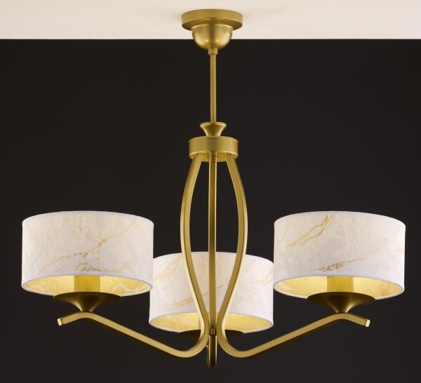 Jupiter 2109 - Lampadario a stelo KASZMIR 3xE27/15W/230V bianco/dorato/effetto marmo