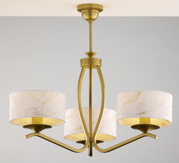 Jupiter 2109 - Lampadario a stelo KASZMIR 3xE27/15W/230V bianco/dorato/effetto marmo