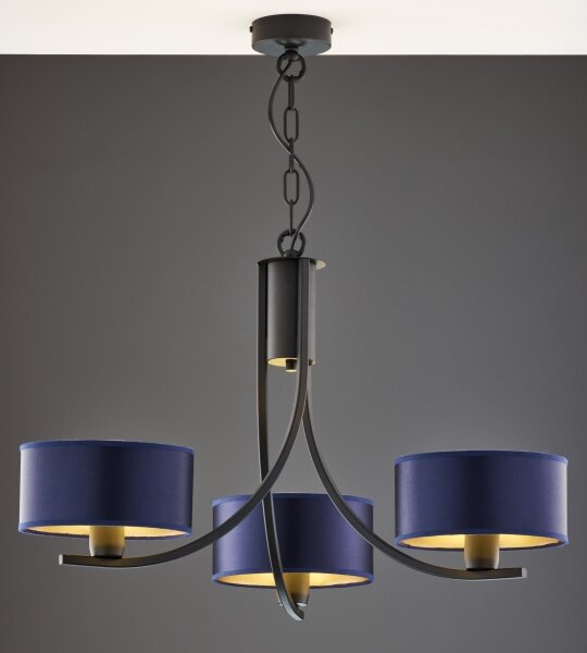 Jupiter 2099 - Lampadario a catena ARTHUR 3xE27/15W/230V blu/nero