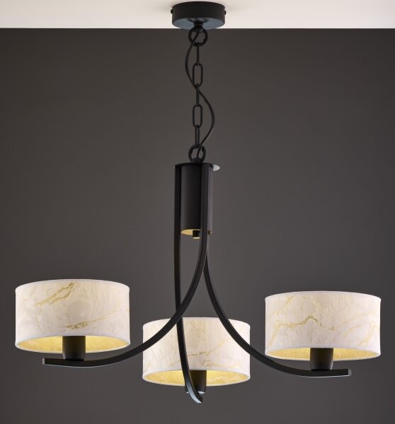 Jupiter 2103 - Lampadario a catena ARTHUR 3xE27/15W/230V bianco/nero/finitura effetto marmo