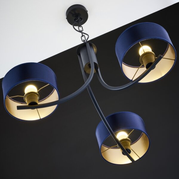 Jupiter 2099 - Lampadario a catena ARTHUR 3xE27/15W/230V blu/nero