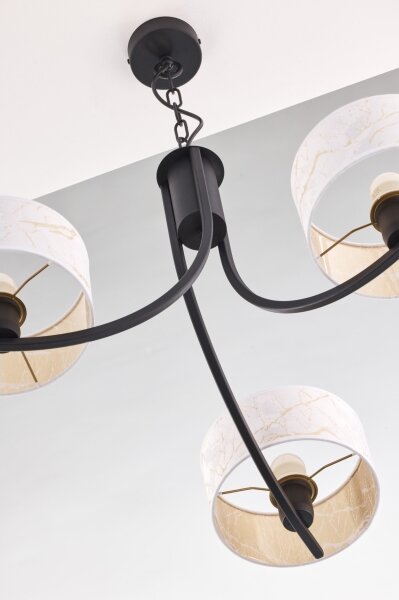 Jupiter 2103 - Lampadario a catena ARTHUR 3xE27/15W/230V bianco/nero/finitura effetto marmo