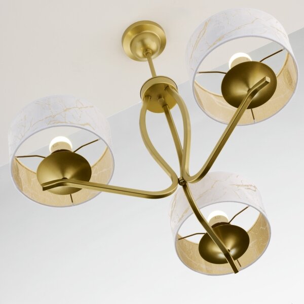 Jupiter 2109 - Lampadario a stelo KASZMIR 3xE27/15W/230V bianco/dorato/effetto marmo