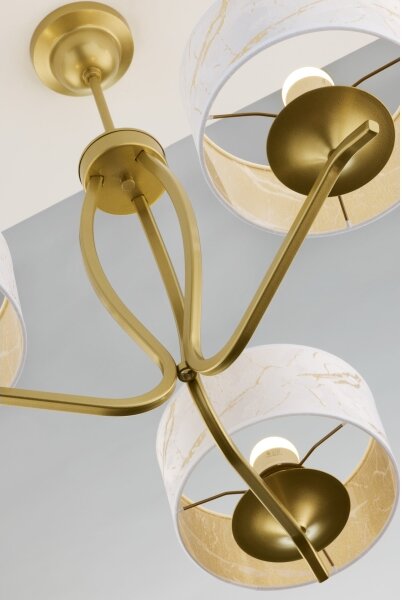 Jupiter 2109 - Lampadario a stelo KASZMIR 3xE27/15W/230V bianco/dorato/effetto marmo