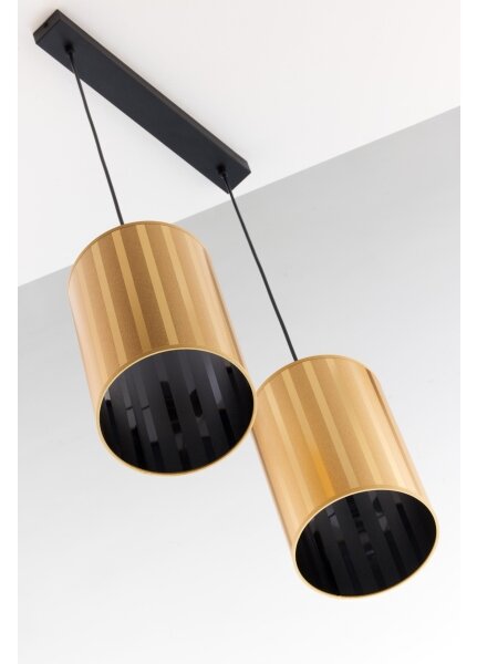 Jupiter 2091 - Lampadario a sospensione CORTINA con cavo 2xE27/15W/230V oro/nero