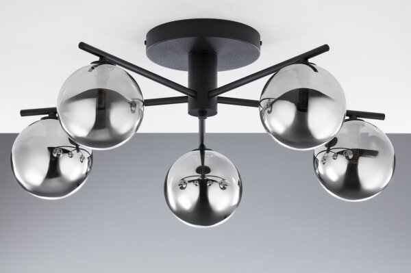 Jupiter 2048 - Lampadario a plafone PRATO 5xG9/14W/230V nero/grigio fumé
