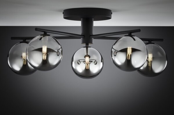Jupiter 2048 - Lampadario a plafone PRATO 5xG9/14W/230V nero/grigio fumé