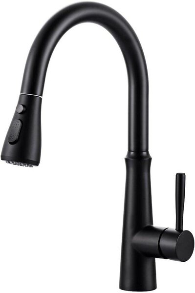 Rubinetto da cucina in acciaio inossidabile, rubinetto da cucina estraibile resistente alle alte pressioni, rubinetto da cucina girevole a 360 gradi con 2 tipi di getto d'acqua, rubinetto da cucina in acciaio inossidabile, nero