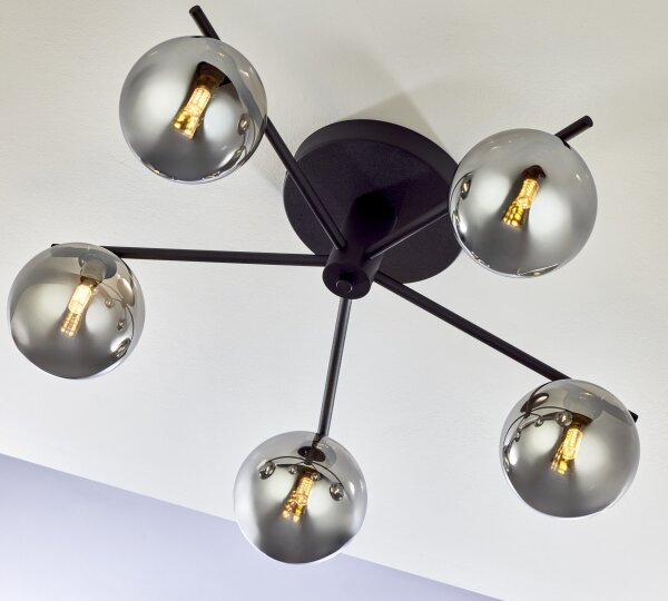 Jupiter 2048 - Lampadario a plafone PRATO 5xG9/14W/230V nero/grigio fumé