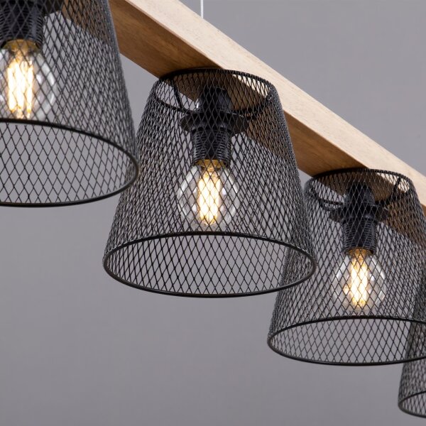 Briloner 4077-055 - Lampadario a sospensione con cavo WOOD & STYLE 5xE14/25W/230V