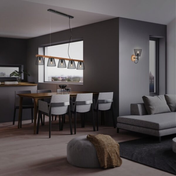 Briloner 4077-055 - Lampadario a sospensione con cavo WOOD & STYLE 5xE14/25W/230V