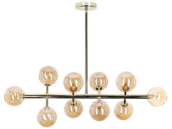Lampadario moderno con 10 luci in acciaio color oro soggiorno sala da pranzo minimalista contemporaneo Beliani